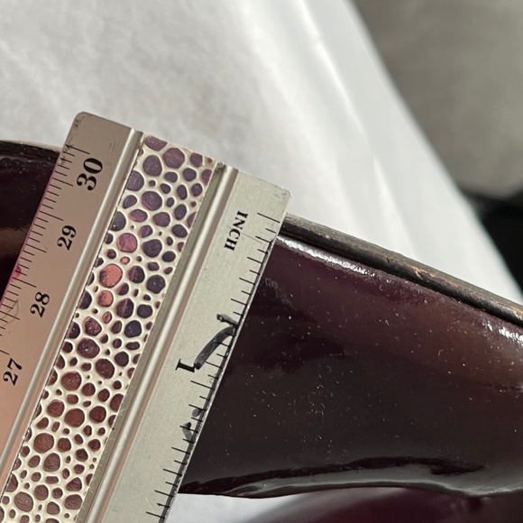BCBG MaxAzria (39.5 B) burgundy patent leather platform heels. - Picture 11 of 16